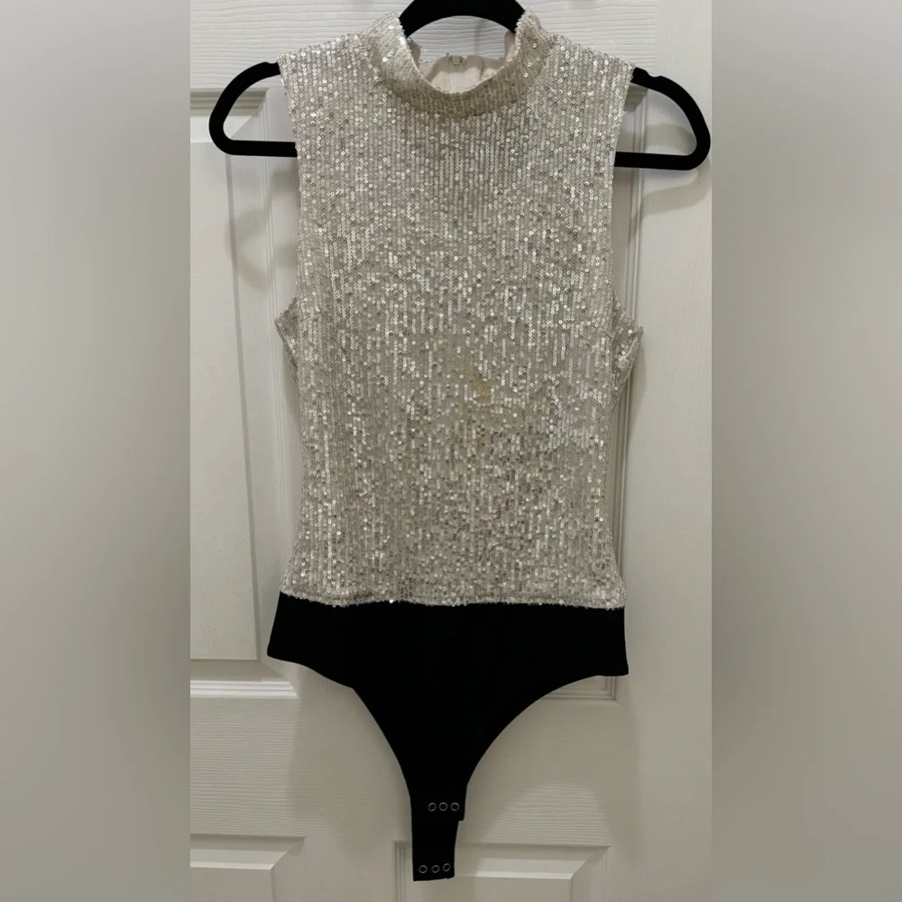 7 For All Mankind Sequin Bodysuit SIZE S Excellent condition - Picture 2 of 9